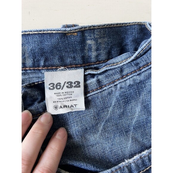 Ariat M4 Low Rise Boot Jeans Mens 36 Blue Denim Boot Leg Western Cowboy - Picture 4 of 6